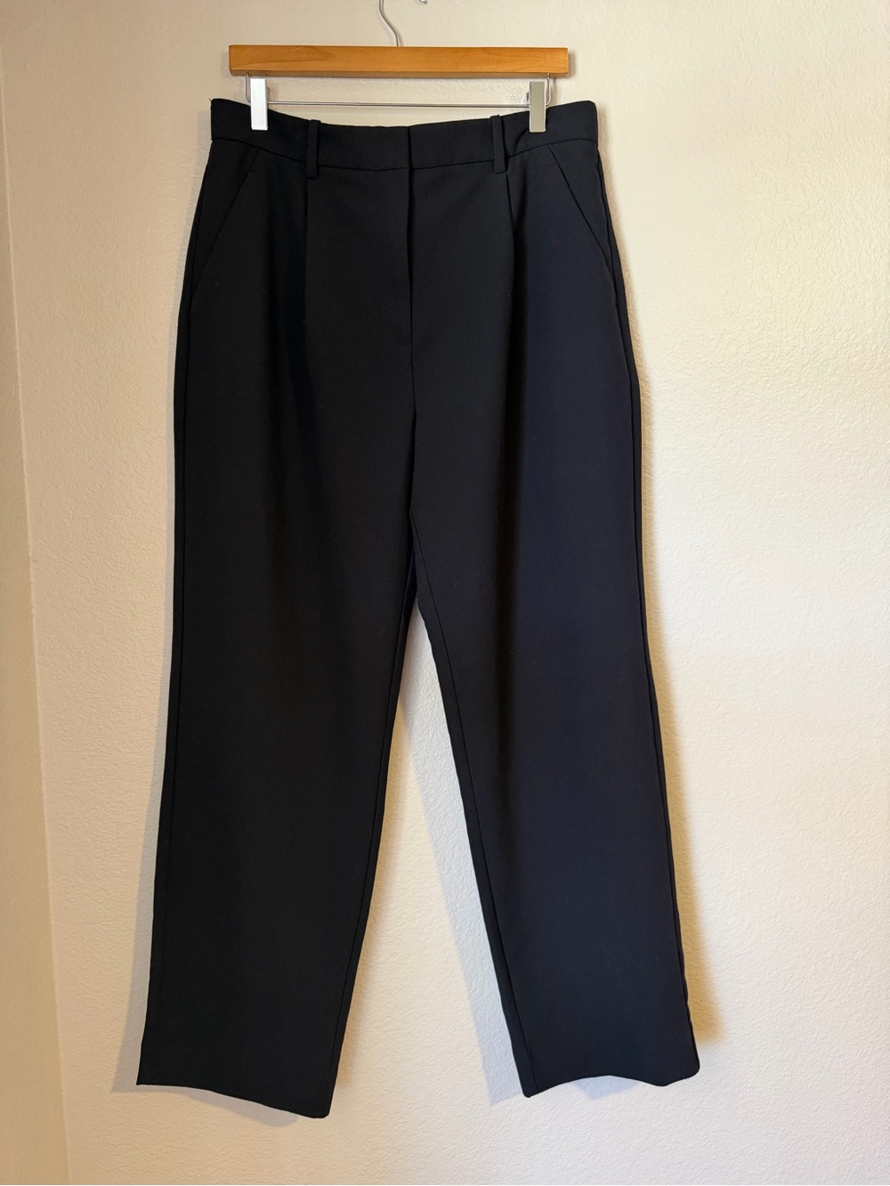 Abercrombie & Fitch Black High Rise Pleated Wide Leg Trousers Pants 32 Long